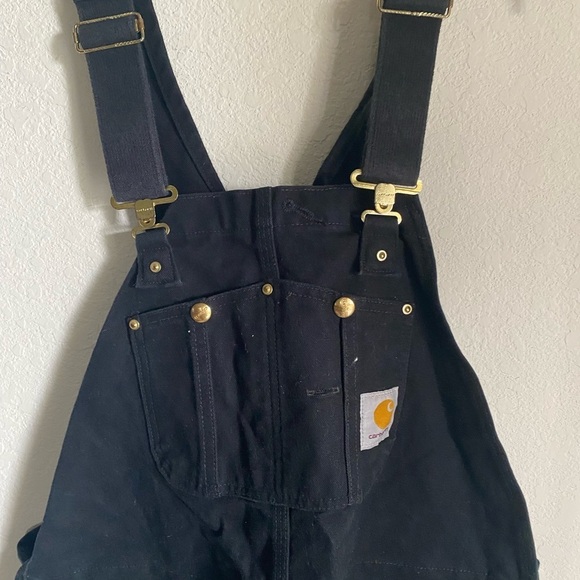 ASO DRUSKI Carhartt Black Duck Bib Thrashed Paint Splatter Canvas Overalls 42x34 - Picture 5 of 16